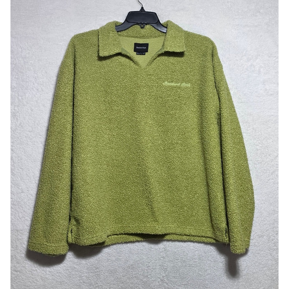 Standard Cloth Urban Outfitters Green Sherpa Fleece Polo Pullover Men's Size M